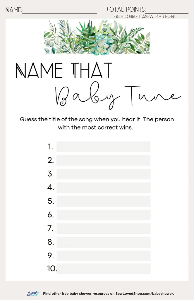 Baby Shower Game: Name That Baby Tune