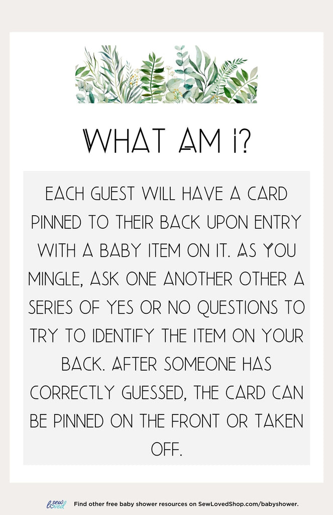Baby Shower Game: What Am I?