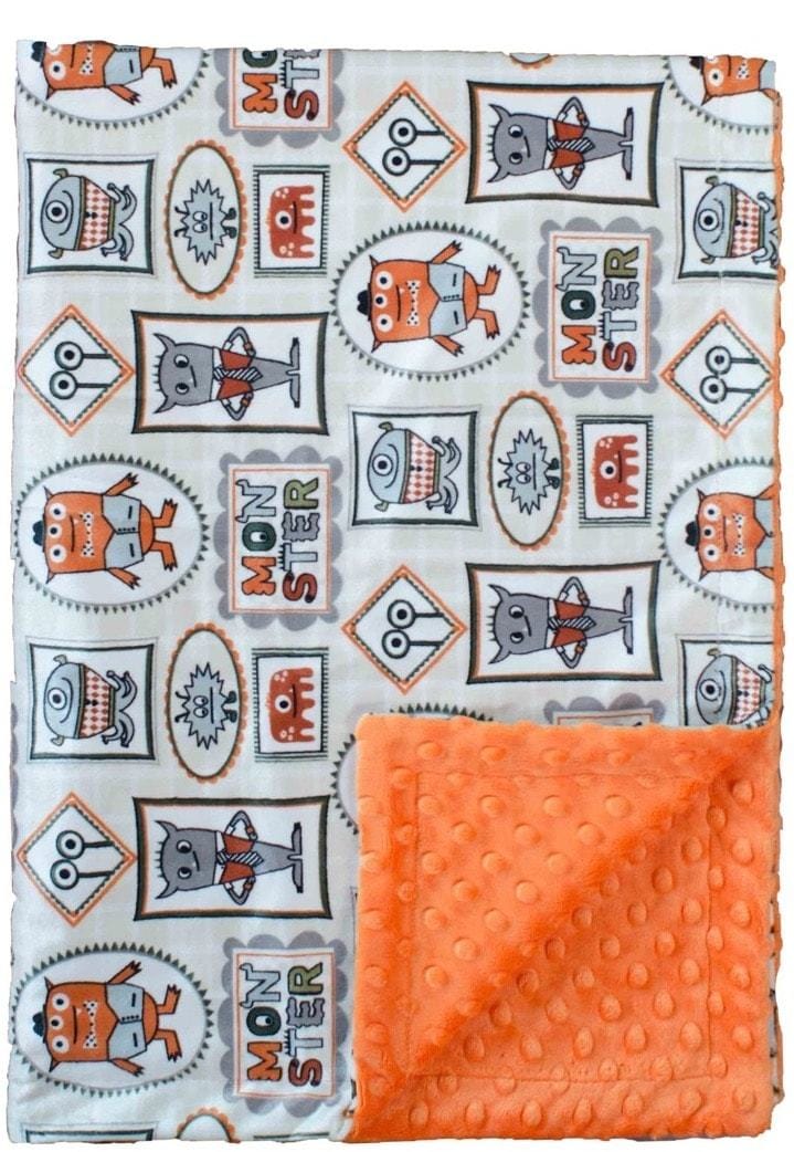 Custom baby blankets with name Orange Construction handmade baby blankets for sale