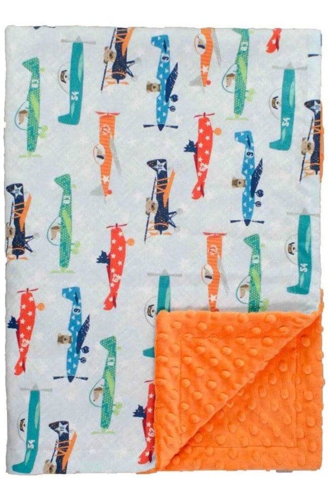 Custom baby blankets with name Orange Construction shannon cuddle blanket