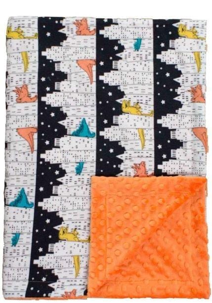 Custom baby blankets with name Orange Construction minky baby blanket