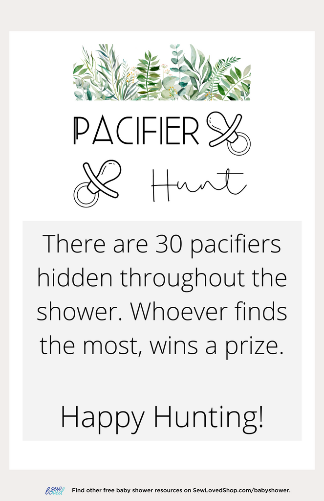 Baby Shower Game: Pacifier Hunt