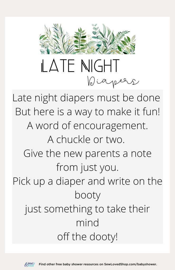 Baby Shower Activity: Late Night Diapers