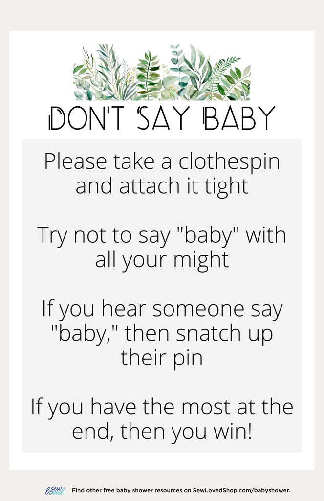 Baby Shower Game: Don't Say Baby
