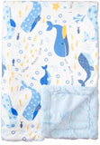 Customized Minky Blanket Baby Blue Whales Luxe Cuddle